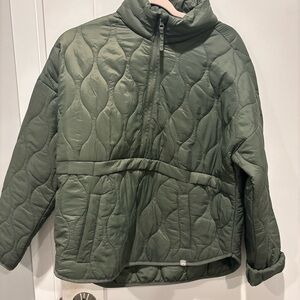 Olive Green Quilted Pullover Jacket